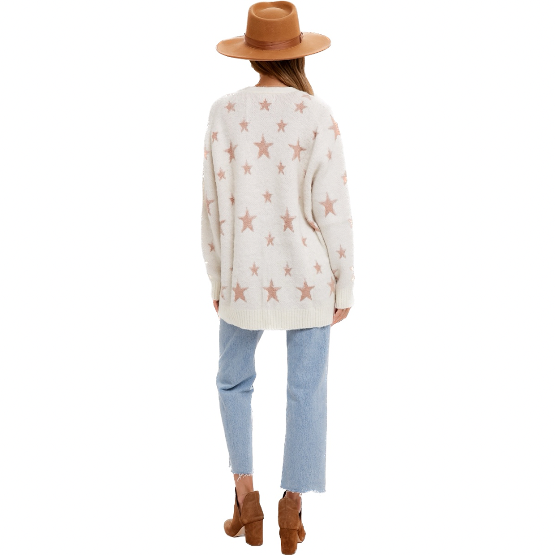 Star Pattern Button Front Cardigan