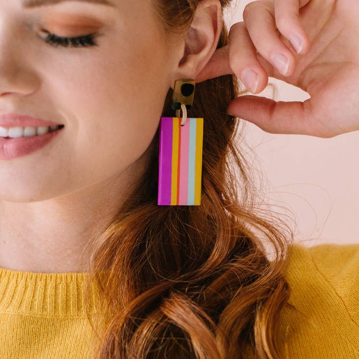 Magenta Rainbow Cabana Earrings