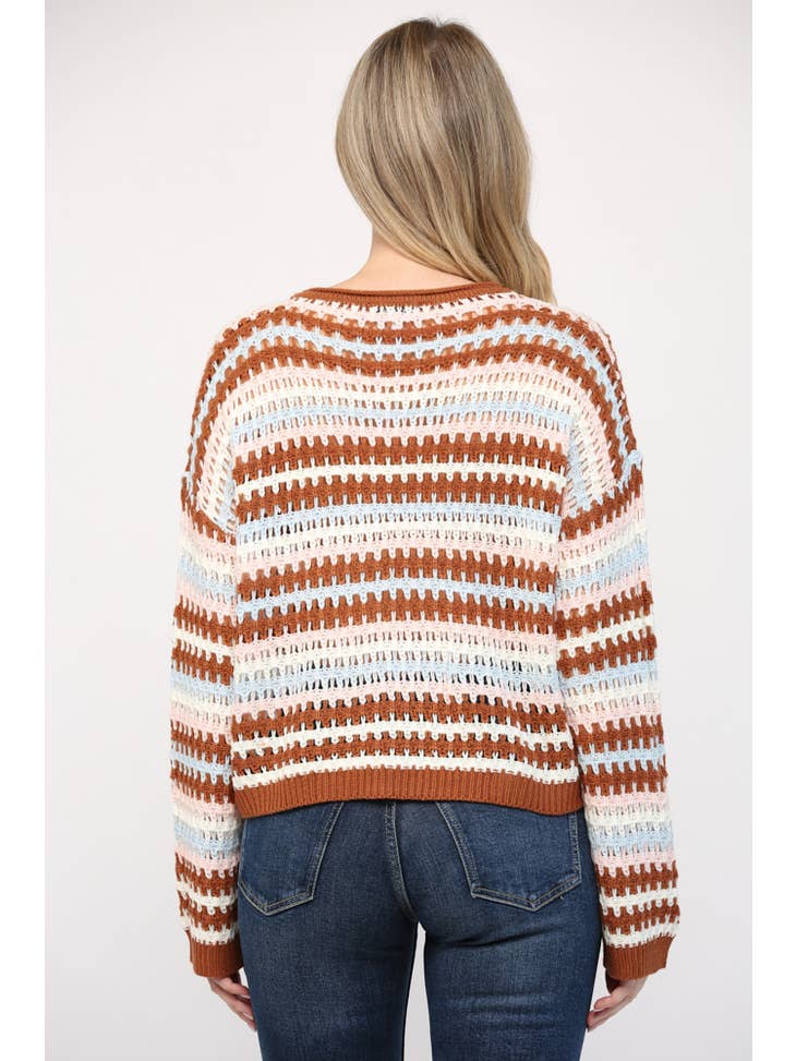 Stripe Open Knit Sweater