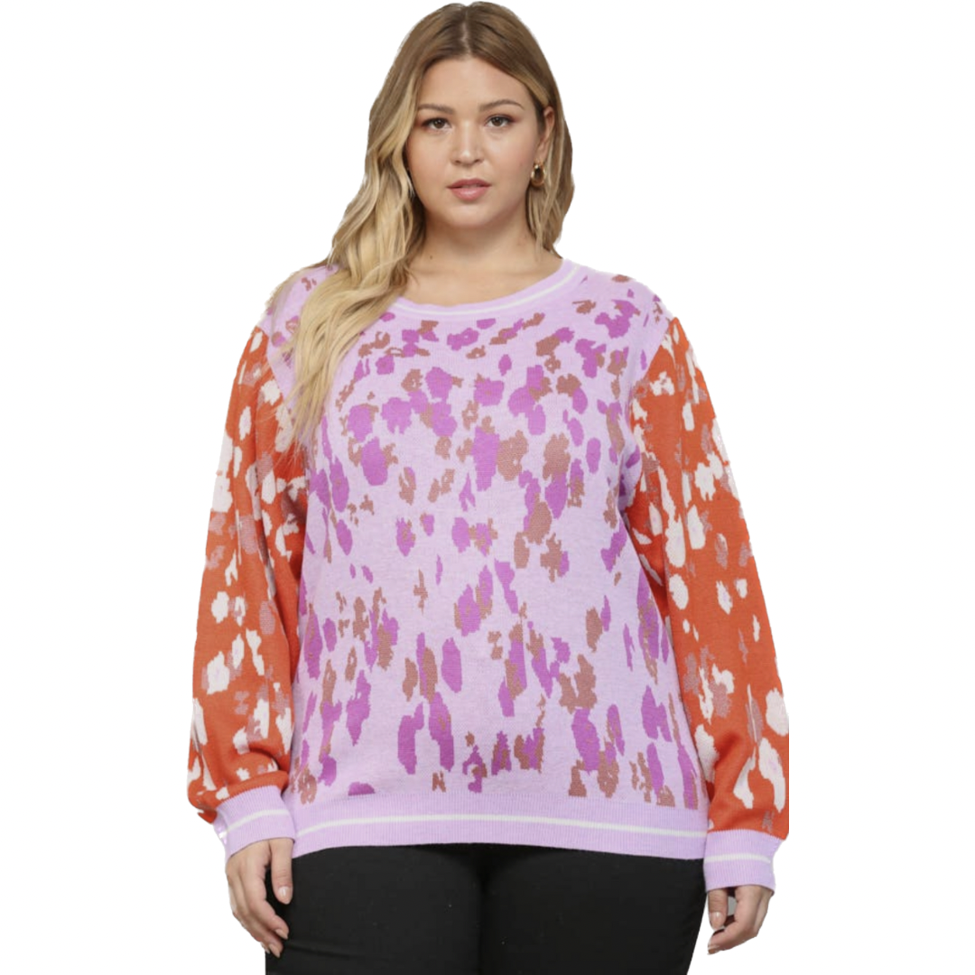 Lilac and Orange Knit Sweater