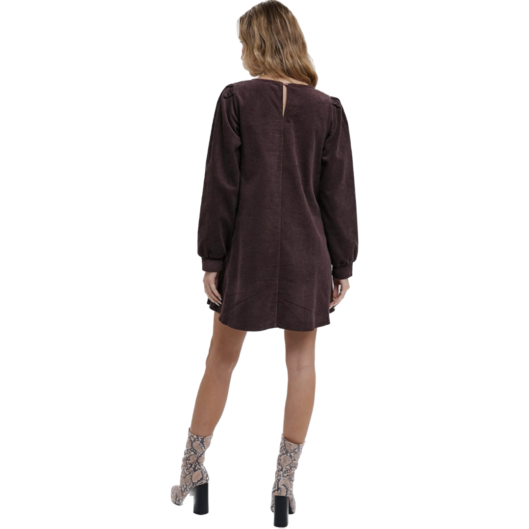 Dark Brown Corduroy Mini Dress