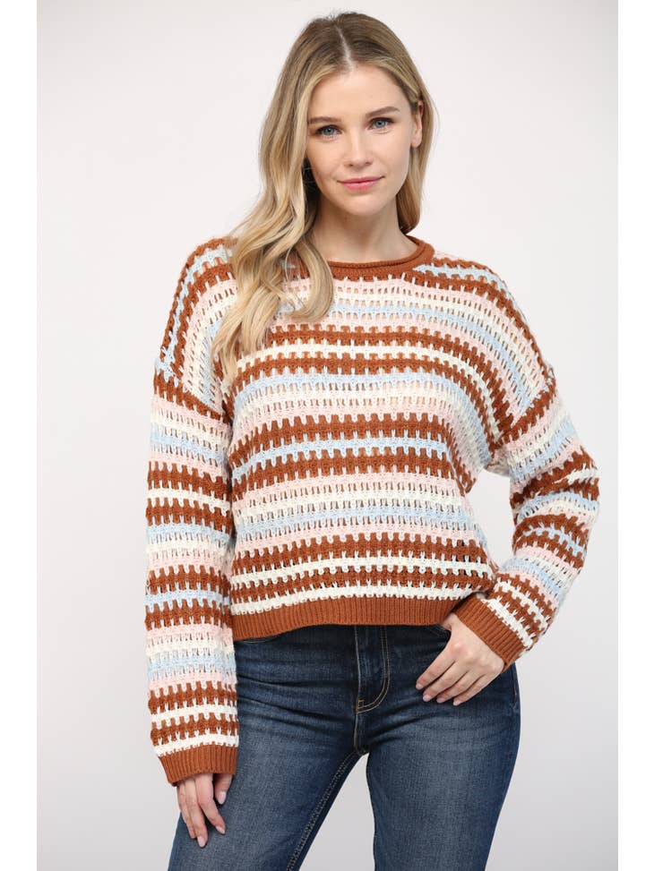 Stripe Open Knit Sweater