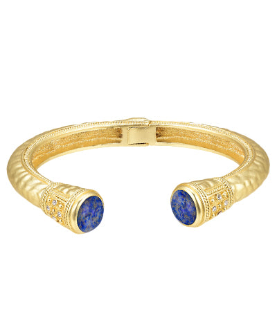 Blue Stone End Hammered Cuff
