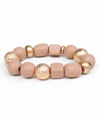 Rose Pink Wood Square Accent Bracelet