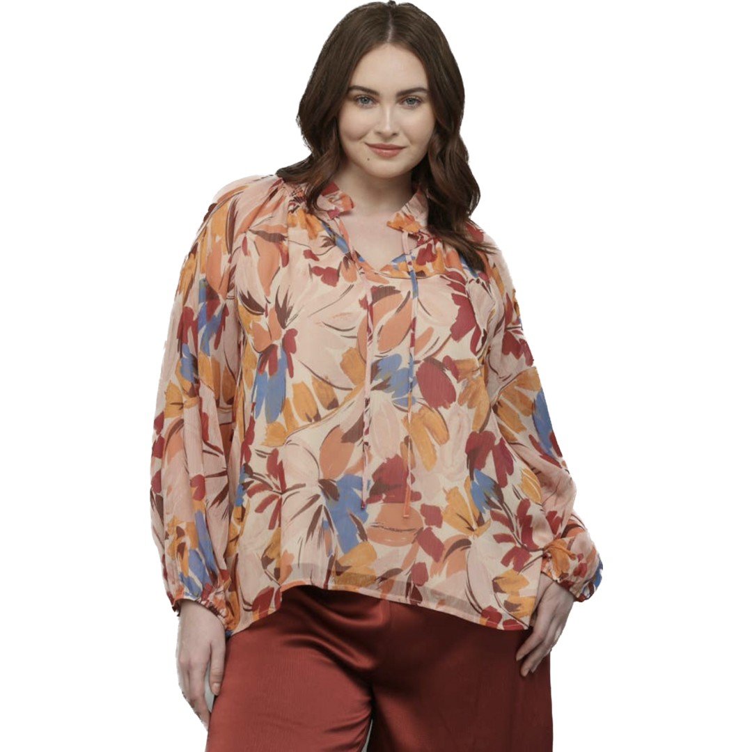 Abstract Floral Print Top
