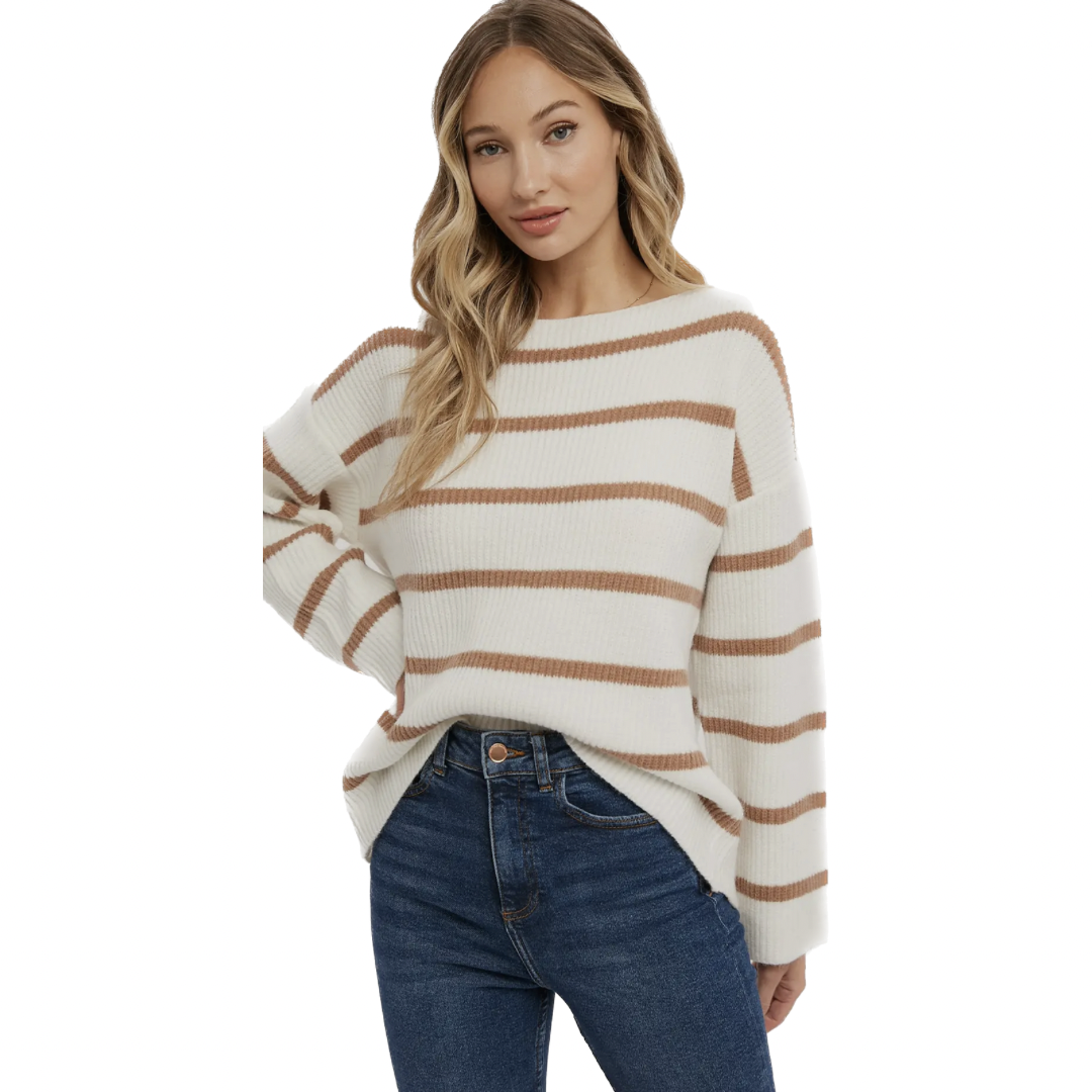 Ivory and Coco Stripped Pullover