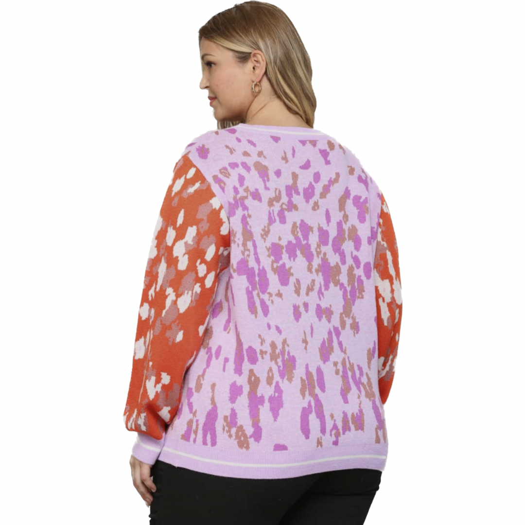 Lilac and Orange Knit Sweater