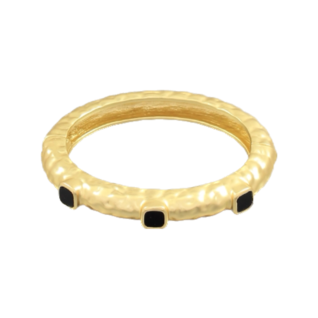 Black Hammered Metal Bangle Bracelet