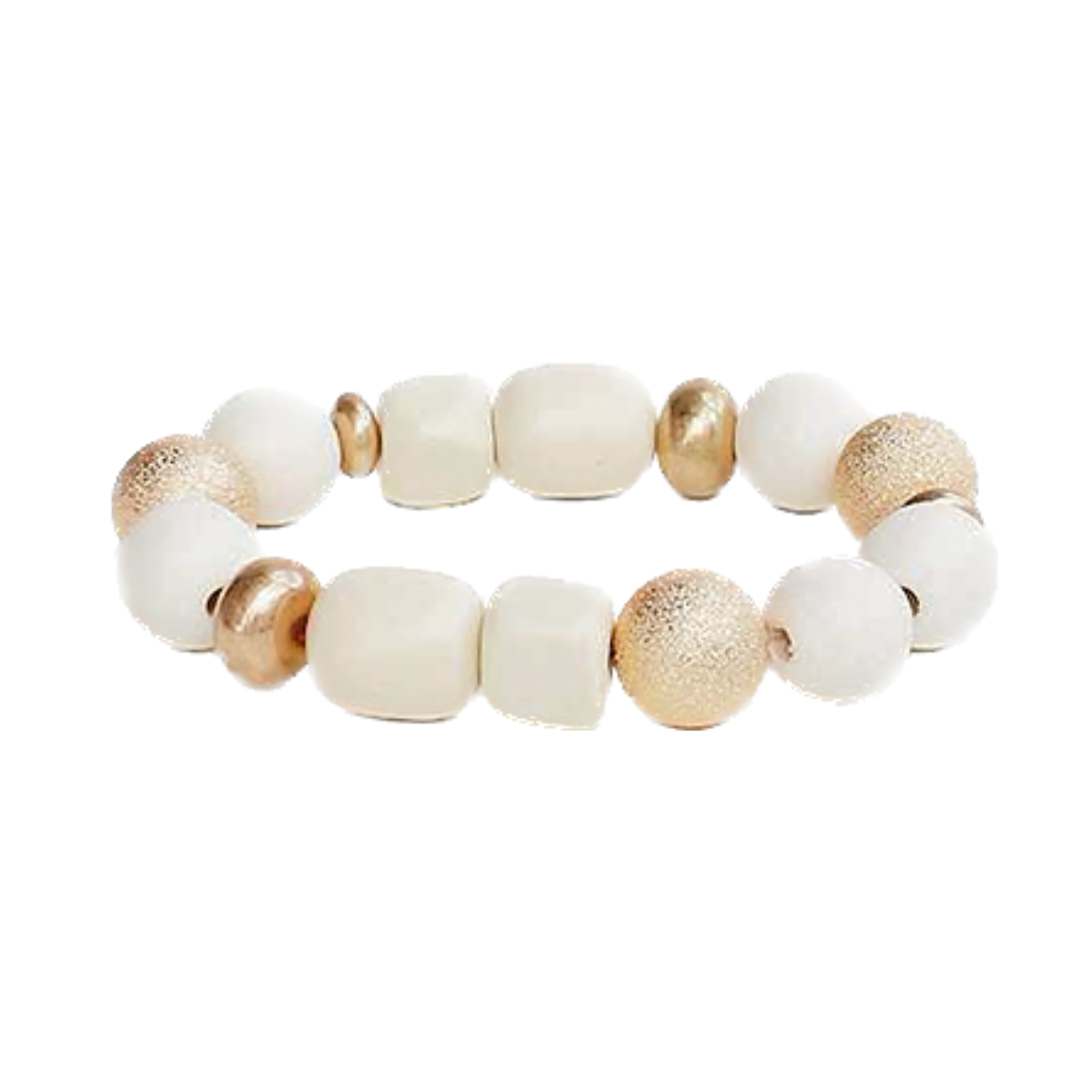 Ivory Wood Square Accent Bracelet