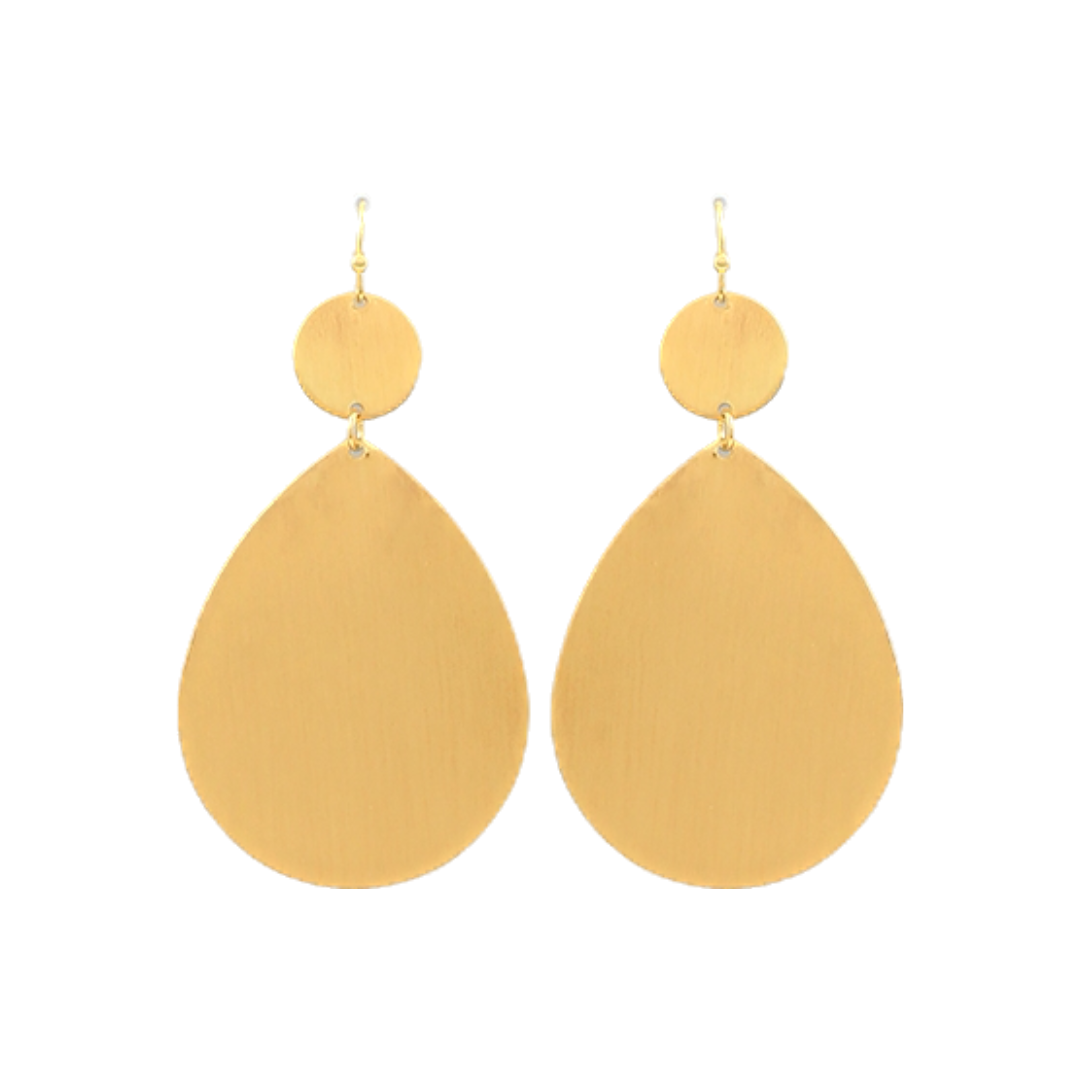 Linked Disk & Teardrop Metal Earrings