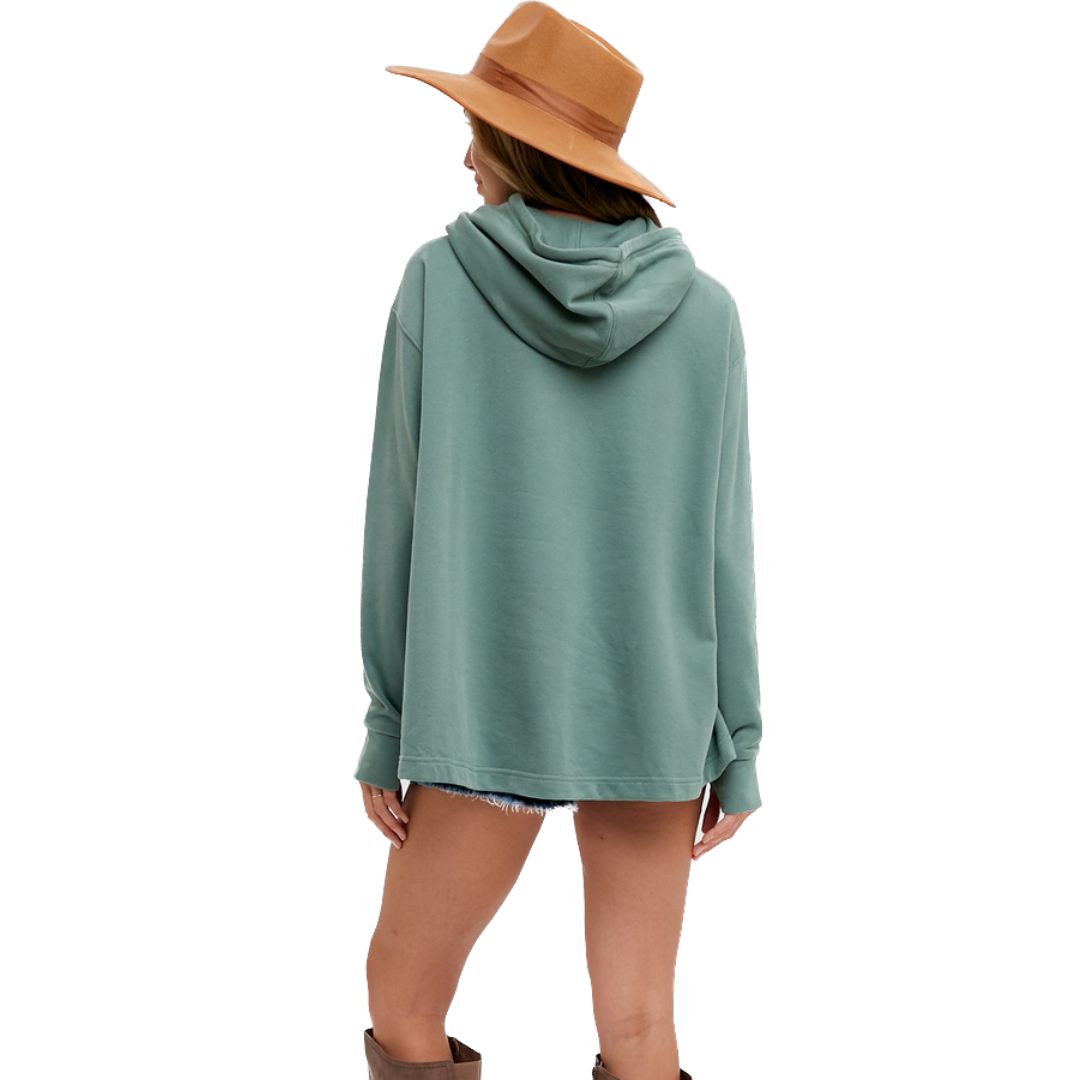 Sage Cowl Neck Hoodie Sweatshirt