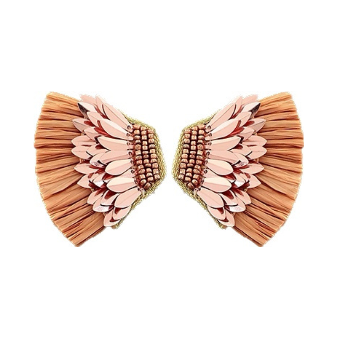 Raffia & Sequin Wing Earrings
