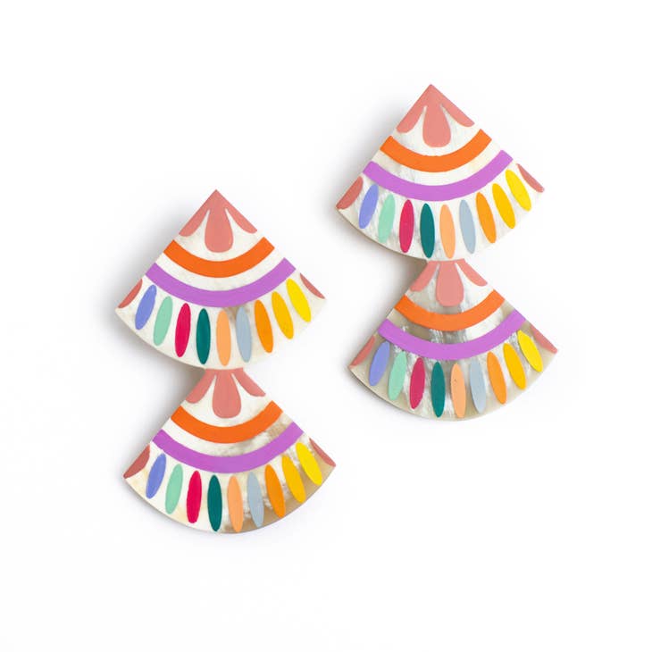 Double Rainbow Tile Earrings