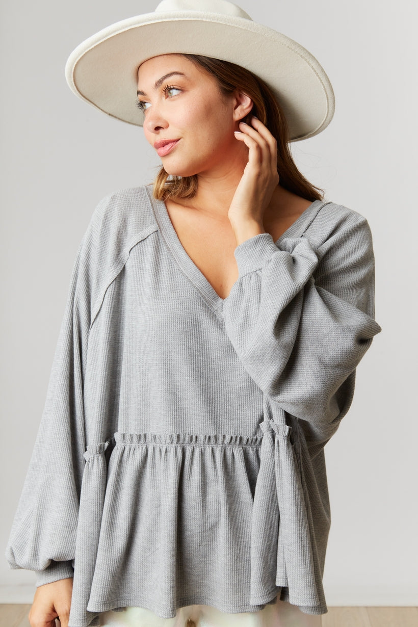 Thermal Loose Fit Baby Doll Top