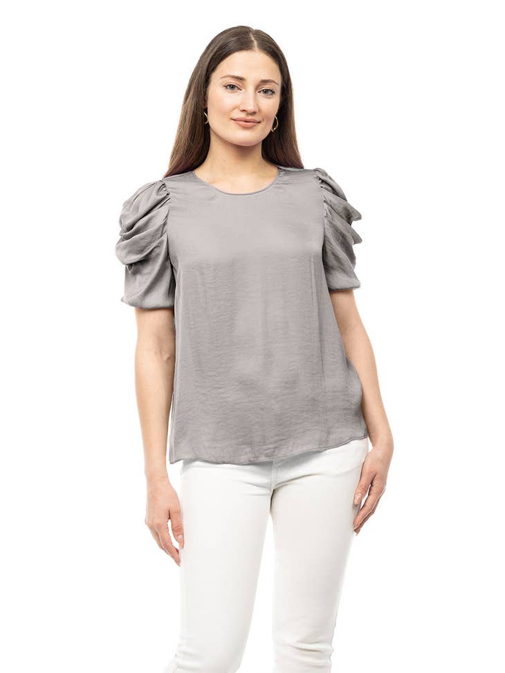 London Fog Draped Sleeve Blouse