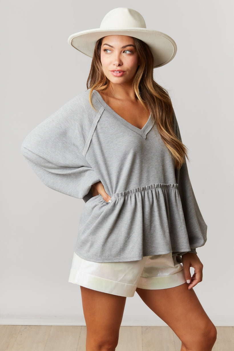 Thermal Loose Fit Baby Doll Top