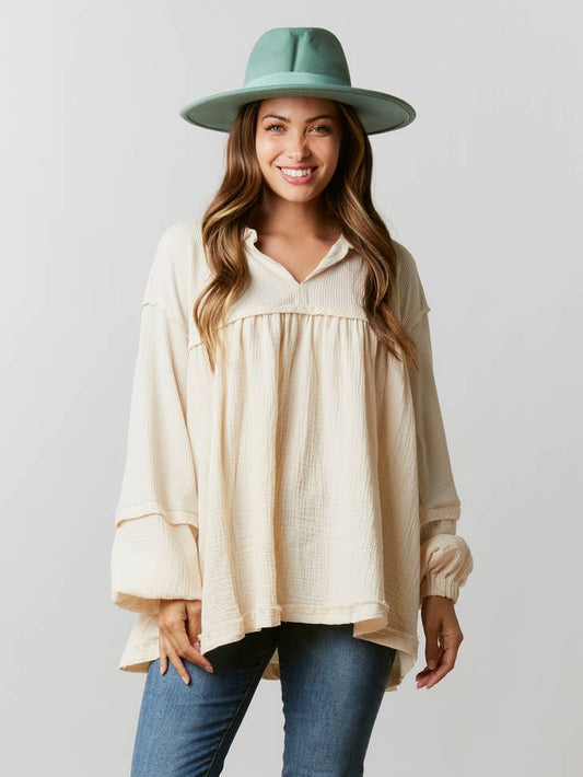 Loose Fit Balloon Sleeve Top