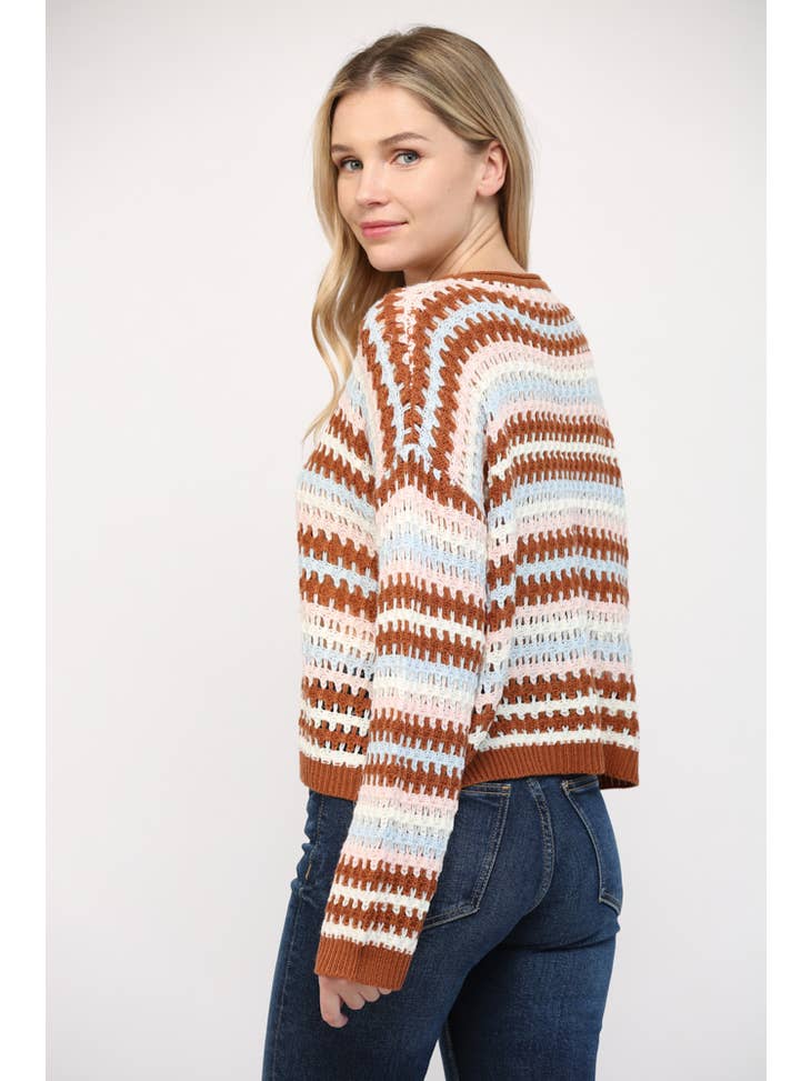 Stripe Open Knit Sweater
