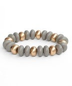 Gray Wood & Metal Beads Bracelet