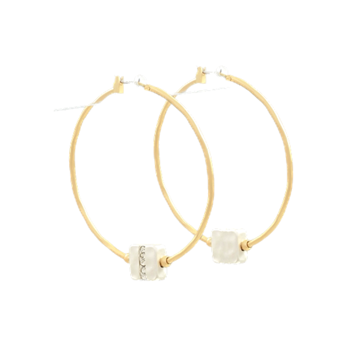 Pave Square Accent Circle Hoops