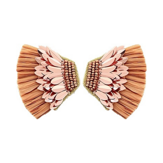 Raffia & Sequin Wing Earrings